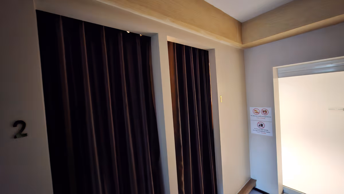 A curtain of the hotel room