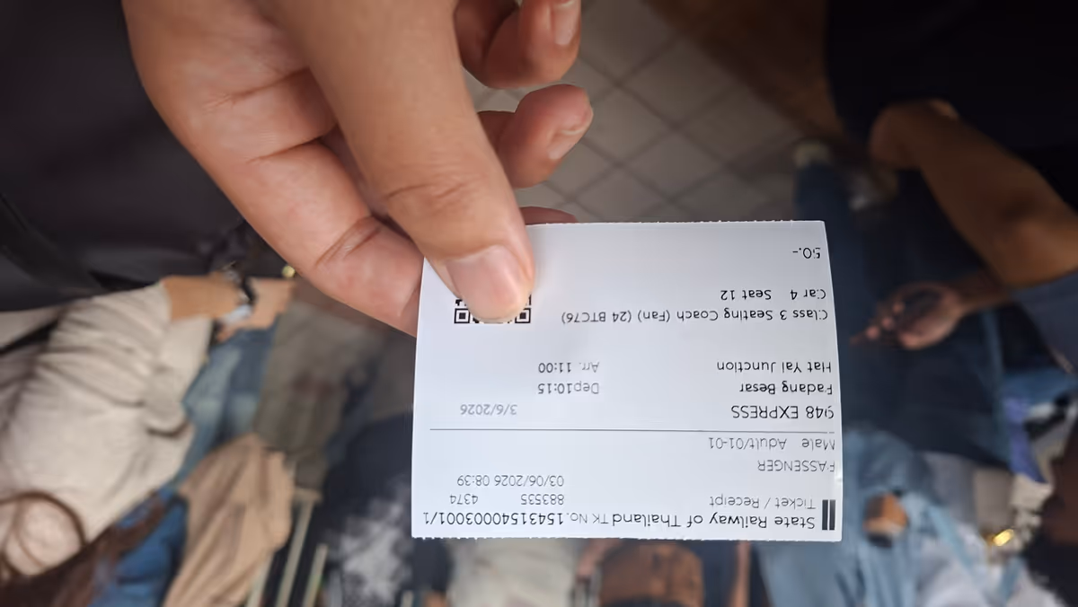 A ticket from Padang Besar to Hatyai in a pocket size.